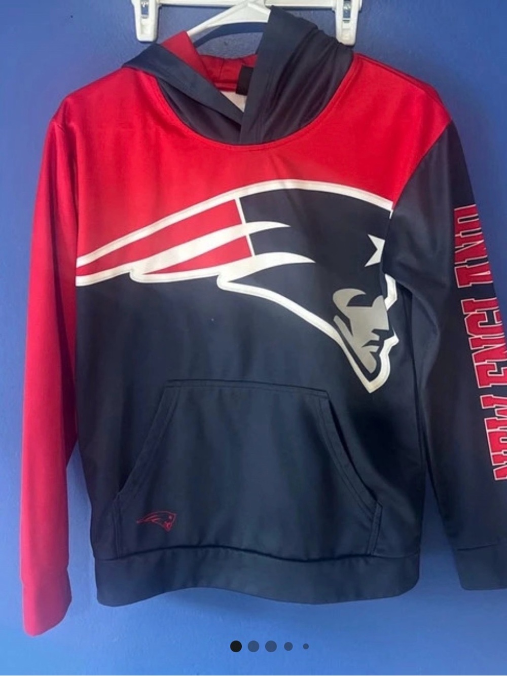 NFL New England Patriots Red and Navy Pullover Hoodie